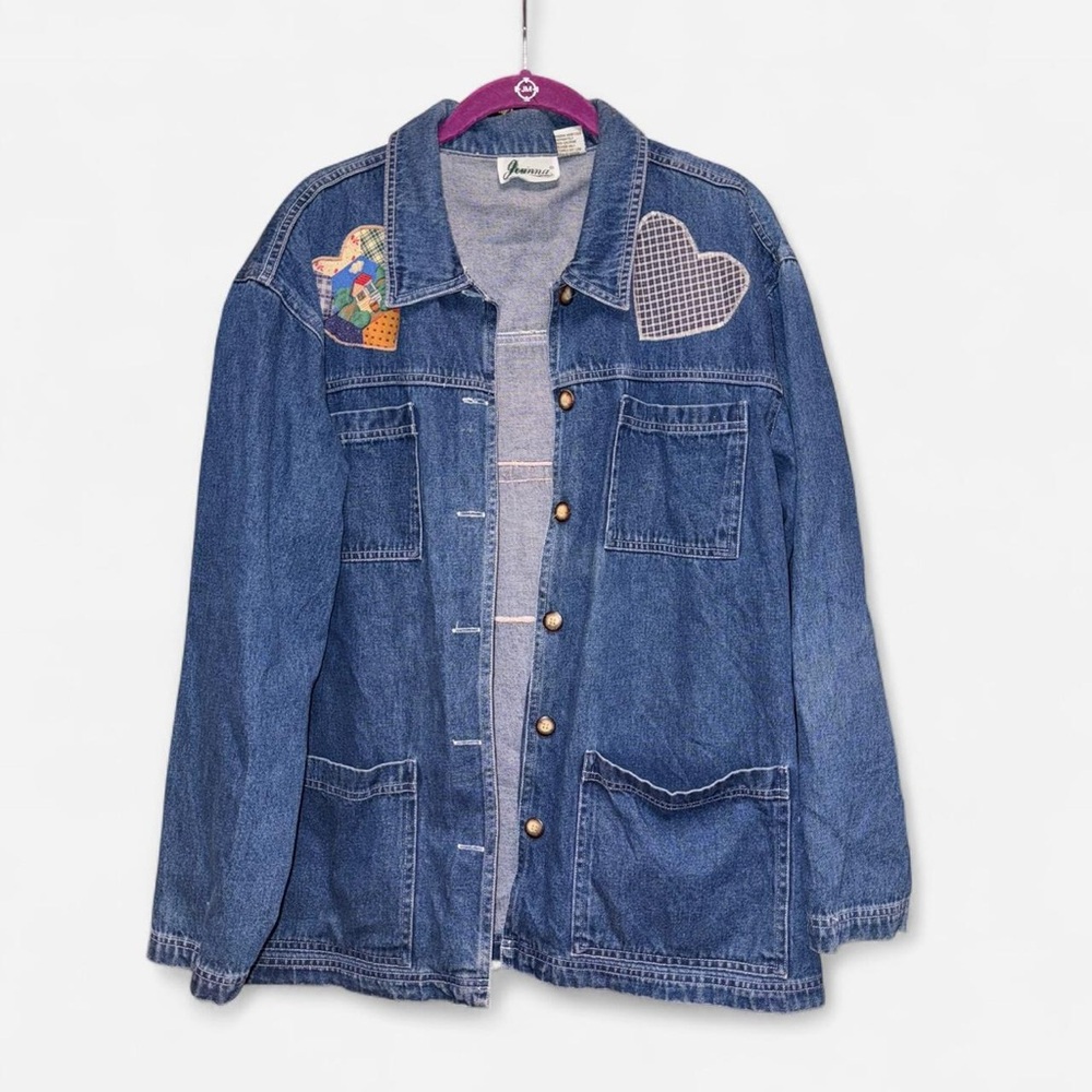 Anna Blue Denim Jean Jacket with Heart Patch
